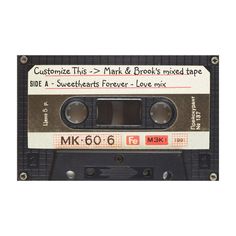 an audio tape with the words customize this mark & brooks mixed tape