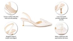 Slingback Kitten Heel Bridal Shoes with Asymmetric Bow Elegant Slingback Sandals With Low Heel And Heel Loop, Elegant Cream Slingback Pumps With 4-inch Heel, Elegant Cream Sandals With Pointed Toe, Elegant Cream Pointed Toe Sandals, Cream Low Heel Slingback Sandals With Strap, Cream Slingback Sandals With Low Heel, Chic Wedding Shoes With Pointed Toe And Removable Insole, Elegant Low Heel Slingback Pumps With Heel Loop, Elegant Cream Kitten Heels With Sculpted Heel