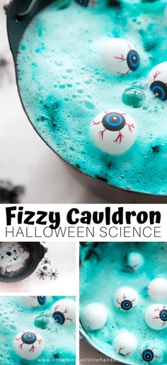 this is an easy halloween science experiment for kids that uses googly eyeballs and fake eyes