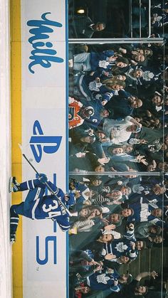 an image of a hockey game being played on the sidelines with fans in the stands