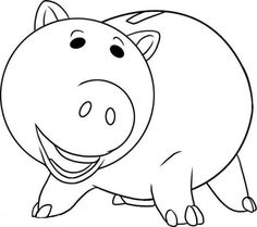 a cartoon pig is smiling and looking at the camera