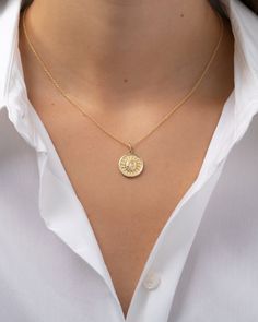 14k Gold Diamond Sun Medallion Necklace - Zoe Lev Jewelry Yellow Gold Sun Design Necklace, Yellow Gold Medallion Necklace With Sun Design, Everyday Round Sun Design Jewelry, Sun Medallion, Custom Jewelry Box, Diamond Eyes, Medallion Necklace, Disc Pendant, Disc Necklace