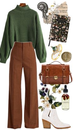 Brown and Green Dark 70s Inspired Outfit 70s Inspired Outfits, How To Have Style, Teaching Outfits, Cottagecore Outfits, 70s Outfits, Modest Fashion Outfits, Mode Inspo