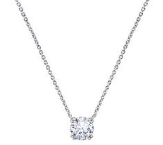 This stunning cubic zirconia Diamonique simulated diamond solitaire is just fine on its own. (It's got a sparkling personality that works the room). The Room, Diamond Solitaire, Diamond Necklace, Cubic Zirconia, Silver Necklace, Sparkle, Jewelry Necklaces, Rose Gold, Silver