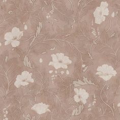 a wallpaper with white flowers and leaves on brown background, as well as an image of