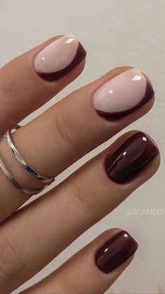 Classy Dip Nail Ideas, Professional Short Nails For Work, Trendy Short Nail Designs Fall, Feb Nails Colors, Dark Ombre Nails Short, Creative French Tip Nails Square, Gel Nail Polish Colors Summer 2023, Biab Nails Colors, Very Short Natural Nails