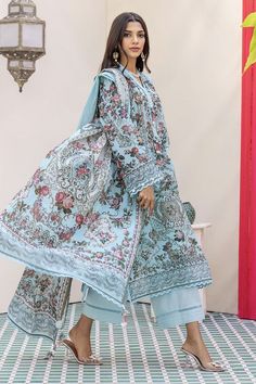 Discover the epitome of elegance with the KHAADI Tailored 3 Piece  ensemble, a perfect blend of traditional design and modern comfort, exclusively at RANGREZA USA. Top Fabric:  Luxurious Printed Messuri comprising 95% Cotton, 5% Polyester for a soft and breathable feel. Bottom Fabric:  Premium Dyed Cambric made of 100% breathable Cotton. Dupatta Fabric:  Graceful Printed Dupatta featuring 95% Cotton, 5% Polyester for a lightweight drape. With Full Sleeves , this suit is the ideal choice for any formal or festive occasion. Buy pakistani dresses online  effortlessly with our secure, user-friendly shopping experience. Semi-stitched Multicolor Cotton Silk Lawn Suit, Eid Printed Cambric Lawn Suit, Multicolor Printed Cambric Lawn Suit, Semi-stitched Naqshi Lawn Suit, Semi-stitched Floral Cambric Lawn Suit, Suits Pakistani, Pakistani Dresses Online, Printed Dupatta, Cotton Dupatta