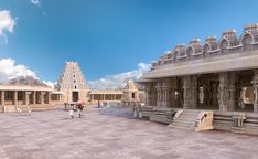 an artist's rendering of a temple in india