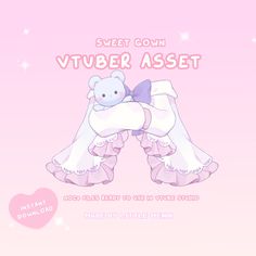 a pink background with a teddy bear on it's chest and the words sweet town vitber asset