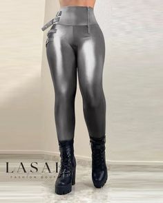 Lasaky - Premium Metallic Buckled Zipper Skinny Pants with Stunning Design Casual Party Bottoms With Zipper Closure, Stretch Party Bottoms With Zip Fly, High Waist Party Pants With Zip Fly, High Waist Pants With Zip Fly For Party, Party High Waist Pants With Zip Fly, Party Trousers With Zipper Closure, Party Bottoms With Zip Fly For Fall, Party Bottoms With Zip Fly For Fall Season, Fall Party Bottoms With Zip Fly