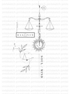 a drawing of a scale with the word balance on it and an image of a sun,