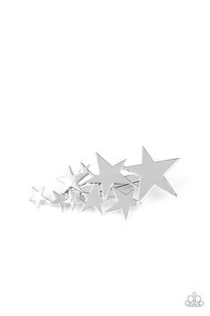 A scattering of silver stars delicately coalesces into a stellar frame. Features a standard hair clip on the back. Silver Hair Accessory, Silver Hair Clip, Mobile Boutique, Paparazzi Accessories, White Rhinestone, Paparazzi Jewelry, Chic Accessories, Silver Hair, Boutique Jewelry