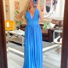 Full Length, V Cut Front & Back Light Blue Maxi Dress For Date Night, Dresses Fashion Nova, Fashion Nova Dress, Fashion Nova Dresses, V Cut, V Cuts, Fashion Nova, Full Length, Colorful Dresses