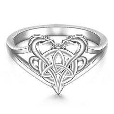 PRICES MAY VARY. 🐲DESIGN CONCEPT🐲: This whimsical dragon Ring has the collision of two elements ,the combination with triquetra and double dragon make this ring simple but personalized, which truly make this ring has the symmetrical beauty. 🐲IRISH DRAGON SYMBOLIZE🐲: Dragon symbolism plays heavily in the legends of the Celts, which represented vitality, the psychic self, ancient wisdom and the power of creation itself. This ring has a long cultural heritage and can bring you the guidance and Celtic Jewelry Fantasy Forge Jewelry, Dragon Wisdom, Irish Dragon, Dragon Symbolism, Celtic Knot Rings, Spirit Dragon, Whimsical Dragon, Dragon Accessories, Dragon Spirit