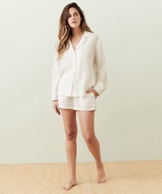 Playa Pajama Short Ivory Just when you thought loungewear couldn't get any better, the Playa Pajamas were born. Made of lightweight cotton that looks great both indoors and out, our answer to all-day loungewear looks great when paired with the Playa Pajama Top. 100% cotton. Made in China. Shorts with drawstring. | Jenni Kayne Women's Playa Pajama Short Size Large Pajama Short, Jenni Kayne, Sleepwear & Loungewear, Street Style Looks, Pajama Top, Pajama Shorts, Womens Loungewear, Made In China, Top 100