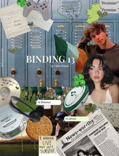 a collage of photos with the words binding 13 on them and images of people in lockers