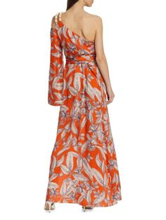 Decorated with leafy print, Alexis' charming Randi maxi dress is tailored with a sleek one-shoulder neckline and bead-embellished strap. This tropical piece features a tonal self-tie belt and thigh-high side slit.One-shoulder necklineOne elasticized long sleeveConcealed side zip closureThigh-high side slitTonal self-tie beltPulls over100% viscoseLining: 100% polyesterDry cleanImported
SIZE & FITThis style is constructed in a woven, no-stretch fabric for a tailored fitAbout 59.5" from shoulder to hemBust, about 34"Model measurements: 5'10" tallModel is wearing a US size Small
Please Note: Compared to the Brand's Size Guide, this style measures small.
For basic alterations and hemming, book an appointment online at your local Saks Fifth Avenue location. One Shoulder Maxi Dress, Book An Appointment, Tie Belt, Thigh High, Thigh Highs, Model Measurements, Saks Fifth, Saks Fifth Avenue, Side Zip