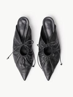 Pointed Toe Kitten Heels, Pointy Shoes, Core Wardrobe, Bow Shoes, Buy Shoes Online, Malene Birger, By Malene Birger, Goat Leather, Leather Mules