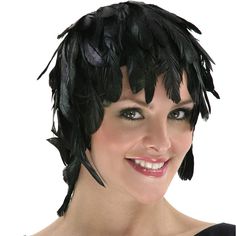 PRICES MAY VARY. Feather wig Make of feathers with a natural iridescent glow One size fits most Unique accessory Style Inspiration Vintage, Wig Black, Black Rooster, Bird Costume, Lace Mask, Halloween Wigs, Dress Up Costumes, Pride Parade, Wig Making