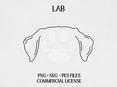 a drawing of a dog's head with the words lab on it, in black and white