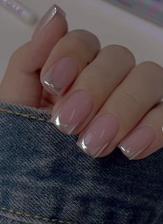 Rounded Acrylic Nails, Glitter French Nails, Squoval Nails, Lavender Nails, Nails Now, Blush Nails, Classy Acrylic Nails