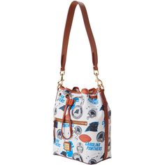 A Total Touchdown  This drawstring, crafted from lightweight textured Italian coated cotton, is the perfect way to show off your team spirit. Nfl Panthers, Drawstring Shoulder Bag, Latest Summer Fashion, Nfl Carolina Panthers, Soft Toothbrush, Dooney And Bourke, Travel Collection, Carolina Panthers, Dooney & Bourke