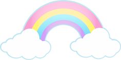 a rainbow and some clouds on a white background