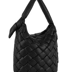 Woven Shoulder Bag With A Puffy Design: - Equipped With A Top Zipper - Dimensions: 13"X 7"X 14" Black Hobo Bag With Braided Handles For Errands, Black Shoulder Bag With Braided Handles For Errands, Black Bucket Shoulder Bag With Braided Handles, Black Bags With Braided Handles For Errands, Chic Black Hobo Bag With Braided Handles, Puffy Design, Ar Accessories, Jewelry Black, Walker Boots