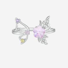 The ring showcases flowers adorning the wings of a butterfly, combining glass in butterfly and flower shapes to dance together. Symbolizing the harmony and beauty between nature and butterflies, it captures the enchanting connection with grace and elegance. Gender: Women Item Weight: 2.1g Main Stone: Zircon Rings Type: Cocktail Ring Setting Type: None Item Type: Rings Style: TRENDY Side Stone: Other Artificial material Occasion: Party Shape\pattern: Animal Width: 1.7mm Material: 925 Sterling Sil Dance Together, Ear Cuff Jewelry, Flower Shapes, Rings Style, Butterfly And Flower, Girlfriend Anniversary, Ring Settings Types, Stackable Rings Silver, Butterfly Ring