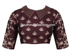 collar neck embroidery blouse Lengha Pattern, Banaras Blouses, Plain Saree With Heavy Blouse, Designer Blouse Ideas, Blouse Collar, Blouse Designs Catalogue, Blouse Ideas, Saree Blouse Neck Designs, Lehenga Blouse Designs