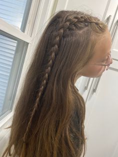 Plaits Hairstyles Half Up Half Down, Tiny French Braids On Top Of Head, Plaits On Top Of Head, Half Up Half Down Double Braid, 2 Plaits Half Up Half Down, 2 Small French Braids On Top Of Head, French Plait Half Up Half Down, Half Up Dutch Braid Hairstyles, Two French Braids Half Up Half Down