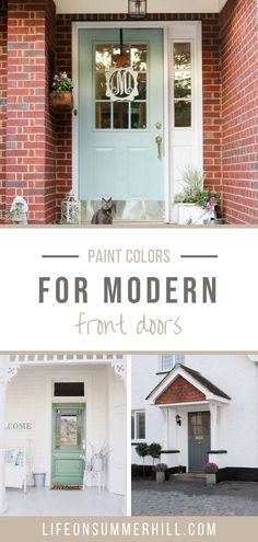 front door paint colors for modern homes with text overlay that reads paint colors for modern front doors