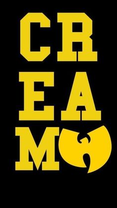 the words creamo are yellow and black with an eagle on it's head