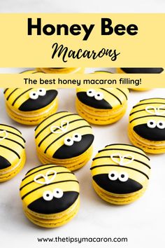 honey bee macarons with honey macaron filling