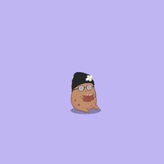 a potato wearing glasses and a black hat