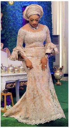 African Women Fashion, Nigerian Wedding Dresses Traditional, African Wedding Dresses, African Traditional Wedding Dress, African Party Dresses, Nigerian Lace Styles Dress, African Attire Dresses