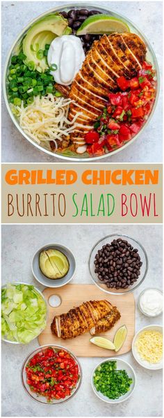 grilled chicken burrito salad bowl is the perfect way to use up leftover tortillas