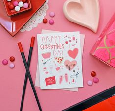 valentine's day greeting card with candy and candies