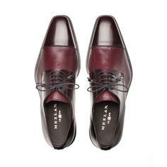 Style: Soka-Burgundy A stunning combination of Deerskin and Polished Calfskin accent this lace-up Blucher oxford from the Mezlan collection, featuring a cap-toe and a stitched, wheeled welt, and detailed with Polished Calfskin wrapped tassel ends! Handmade in Spain. Cordovan Shoes, Plaid And Leather, Luxury Designer Shoes, Mens Designer Shoes, Patent Shoes, Wingtip Oxford, Patent Leather Shoes, Deer Skin, Mens Luxury