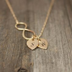 Items similar to Gold Infinity Necklace - Personalized Jewelry . Gold Initial Necklace . 14K Gold Fill . Gold Monogram Necklace on Etsy, a g... Gold Infinity Necklace, Infinity Necklace Gold, Monogram Necklace Gold, Couple Pendant, Initial Gifts, Infinity Jewelry, Initial Necklace Gold, Gold Monogram, Infinity Necklace