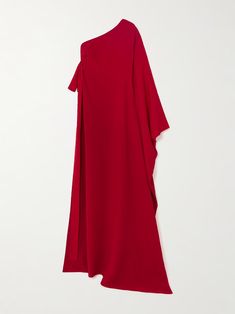 VALENTINO GARAVANI One-shoulder bow-embellished silk-crepe gown | NET-A-PORTER Evening Gown With Traditional Pre-draped Style, Pre-draped Evening Gown With Traditional Drape, Evening Gown With Pre-draped Traditional Drape, Formal Pre-draped Traditional Gown, Formal Traditional Drape Pre-draped Gown, Evening Pre-draped Crepe Dress, Evening Crepe Dress Pre-draped Style, Silk Gown With Draped Sleeves For Gala, Pre-draped Gown With Draped Sleeves For Gala