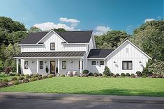 this is an artist's rendering of the farmhouse style house plans for your home