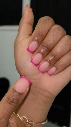 Cute pink frenchies #nails #pink #frenchies Short Frenchies Nails, Pink Frenchies Nails, Pink Nails French Tip, Frenchies Nails, Pink Frenchies, Nails Back To School, Pink French Tips, Gel Toe Nails, Acrylic Toe Nails