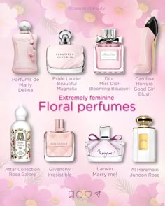 🌸 Dive into a floral paradise with these exquisite scents: 💖 Parfums de Marly Delina: A symphony of rose, litchi, and rhubarb, Delina embodies pure femininity. 🌼 Estée Lauder Beautiful Magnolia: Experience the fresh, feminine allure of magnolia in this delightful fragrance. 🌷 Dior Miss Dior Blooming Bouquet: Blooming with peony, rose, and citrus, this scent is a breath of fresh air. 🎀 Carolina Herrera Good Girl Blush: Soft peony and vanilla notes create an elegant and charming bouquet. 🌹... Attar Collection, De Marly Delina, Good Girl Blush, Givenchy Irresistible, Musk Rose, Carolina Herrera Good Girl, Dior Miss Dior, Feminine Perfume