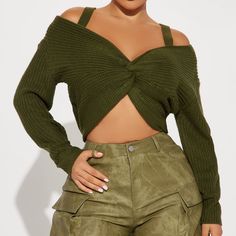 Olive Sweater, 100% Acrylic Olive Fashion, Olive Sweater, Fall Faves, Front Sweater, Loungewear Women, Baddie Outfits Casual, Aesthetic Collage, Women Hoodies Sweatshirts, Womens Loungewear