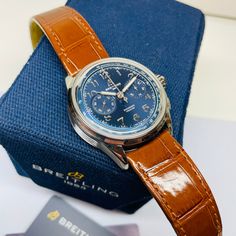 Excellent Condition. Almost Indistinguishable from New. includes All Original Boxes, Papers, Hang Tag, Bezel Protector, Digital Warranty Card from Breitling. 1 Owner Watch COSC 4606742 AB1510 Paying homage to three generations of inventors – Léon, Gaston & Willy Breitling – the Premier Duograph displays Breitling’s watchmaking expertise with its split second complication. As Willy Breitling said, the Premier is an “unmistakable stamp of impeccable taste”. This latest generation of Premier chrono Luxury Chronograph Watch As Gift, Luxury Leather Watch Accessories With Polished Finish, Elegant Brown Chronograph Watch With Tachymeter, Luxury Chronograph Watch For Formal Occasions With Polished Finish, Luxury Business Chronograph Watch With Polished Finish, Luxury Chronograph Watch With Polished Finish For Business, Luxury Brown Automatic Chronograph Watch, Elegant Blue Chronograph Watch For Business, Luxury Blue Watch Accessories For Formal Occasions