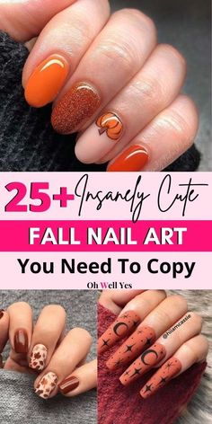 Nail Polish Ideas Easy, Cute Fall Nail Designs, Fall Toe Nails, Simple Fall Nails, Fingernail Designs, Fall Gel Nails, Fall Nail Art Designs, Cute Nails For Fall, Fall Acrylic Nails