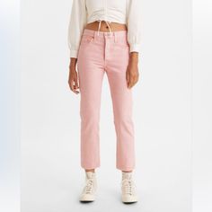 Levi’s 501 Original Straight Leg Jeans Pale Pink 27 X 28 New With Tags Pale Pink Jeans Outfit, Trendy Levi's Bottoms With Five Pockets, Trendy Pink Jeans With Five Pockets, Pink Mid-rise Cotton Jeans, Casual Pink High Rise Jeans, Mid-rise Pink Jeans For Summer, Pink Mid-rise Jeans For Summer, Levi's Straight Leg Bottoms For Spring, Levi's Cotton Pants For Spring