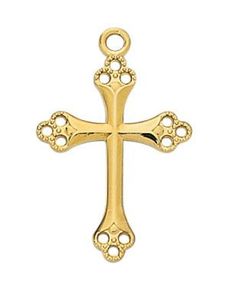 Cross in Gold Over Sterling Silver with 18 inch Gold Plated Chain Silver Ring Designs, Wholesale Silver Jewelry, Sterling Silver Cross Pendant, Silver Cross Pendant, Silver Wedding Rings, White Gold Jewelry, Sterling Silver Cross, Sea Glass Jewelry, Silver Cross