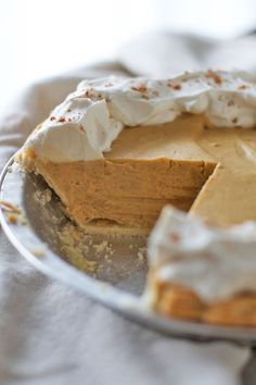 a piece of pumpkin pie on a plate